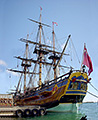 Captain Cook's replica ship HMS Endeavour, aka HM Bark Endeavour docked at Lihue's Nawiliwili Harbor. September 11, 2006